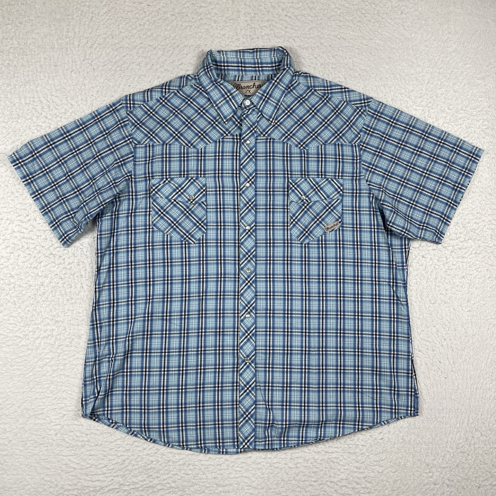 Wrangler Shirt Mens 2X Pearl Snap Wrancher Cowboy Western Farmer Outdoor Travel